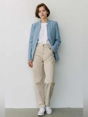 Zadig & Voltaire Powder Blue Collarless Blazer